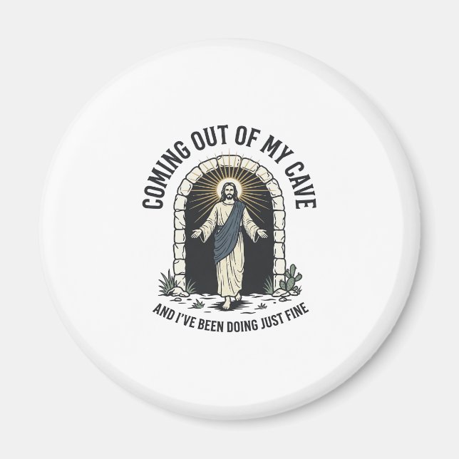 Funny Resurrection Cave Quote Vintage Engraving De Magnet (Front)