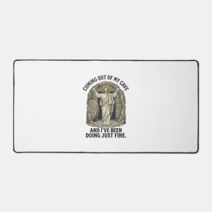 Funny Resurrection Cave Vintage Engraving Shirt De Desk Mat