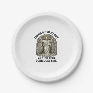 Funny Resurrection Cave Vintage Engraving Shirt De Paper Plate