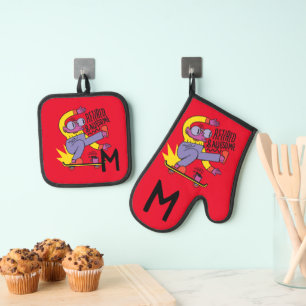 FUNNY Retired  Awesome Skateboarding Dad Grandpa Oven Mitt & Pot Holder Set