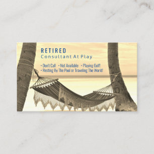 Funny Retired, Beach Hammock, DIY Profession Gag Business Card