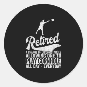 Funny Retired Definition Retirement Plan Cornhole Classic Round Sticker