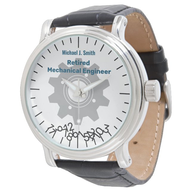 Funny Retired Engineer Jumble Numbers Personalize Watch (Angled)