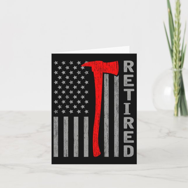 Funny Retired Firefighter Usa Flag Fireman Retirem Card (Front)