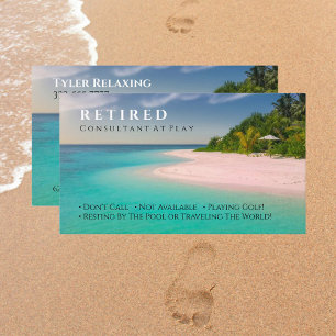 Funny Retired, Island Beach, Profession Gag Business Card