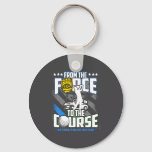 Funny Retired Lice Officer Golf Retirement Gift Keychain