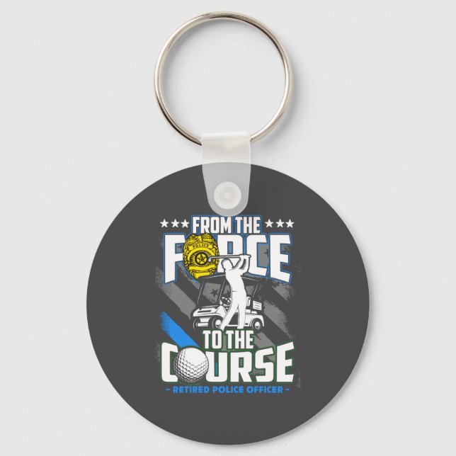 Funny Retired Lice Officer Golf Retirement Gift  Keychain (Front)