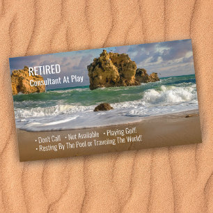 Funny Retired, Ocean Waves, Profession Gag Business Card
