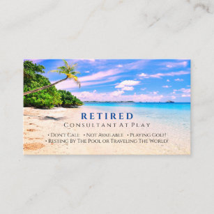 Funny Retired Sunset Beach & Palms, Profession Gag Business Card