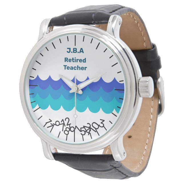 Funny Retired Teacher Watch Jumble Numbers Waves (Angled)