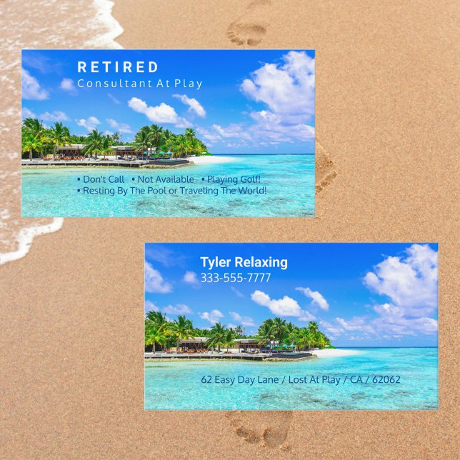 Funny Retired, Tropical Island, DIY Profession Gag Business Card (Creator Uploaded)