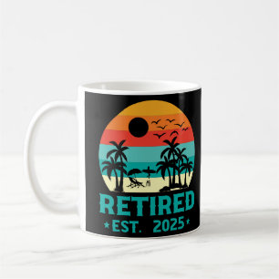 Funny Retirement 2025 Vintage Beach Palm Tree  Coffee Mug
