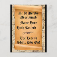 Funny Retirement announcement ancient scroll