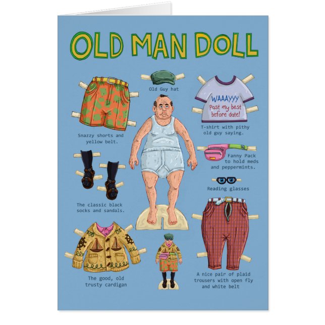 Funny Retirement Card - Man Paper Doll. (Front)