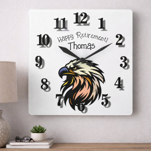 Funny Retirement Eagle Personalized Classic Square Wall Clock