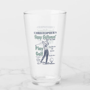 Funny Retirement Golfer Theme Retro Golf Glass