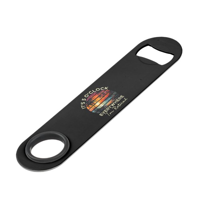 Funny Retirement It's 5 o'clock Everywhere Bar Key (Front Angled)