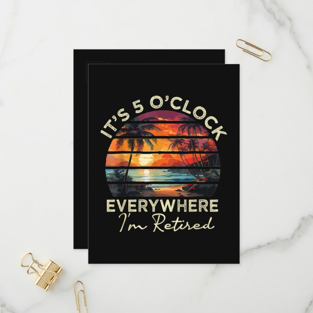 Funny Retirement It's 5 o'clock Everywhere  Invitation Postcard (Front/Back In Situ)