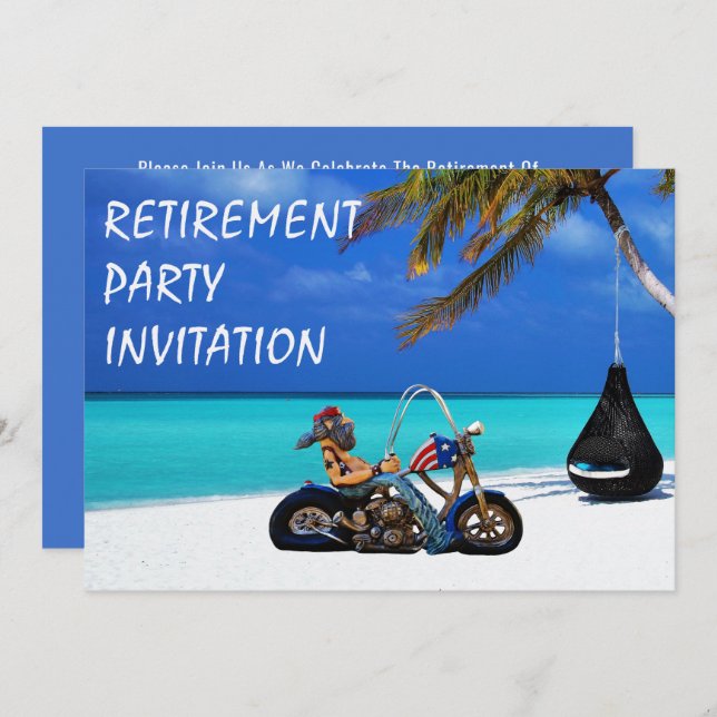 Funny Retirement Party Biker Motorcyclist Invitation (Front/Back)