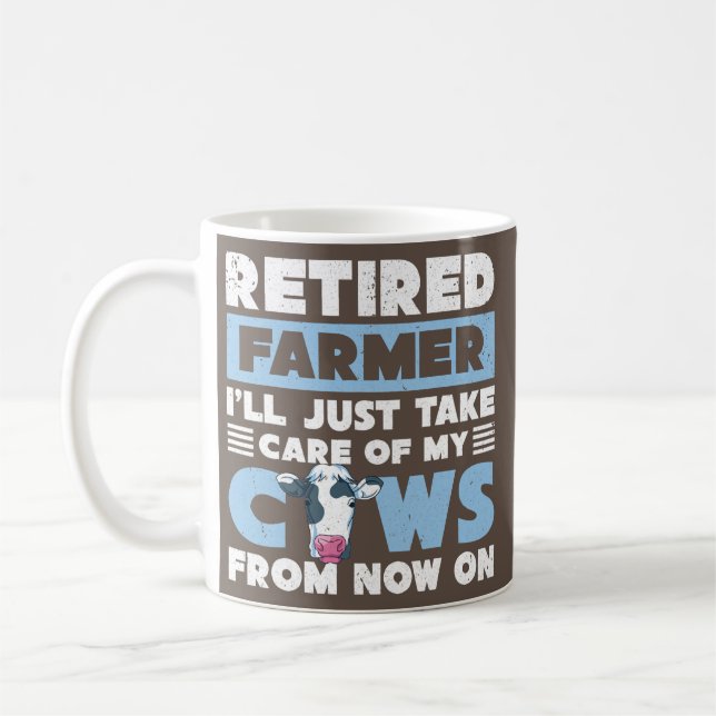 Funny Retirement Plan Cow Retired Farmer Farm Coffee Mug (Left)