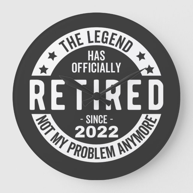 funny retirement, retired, retired firefighter, re large clock (Front)