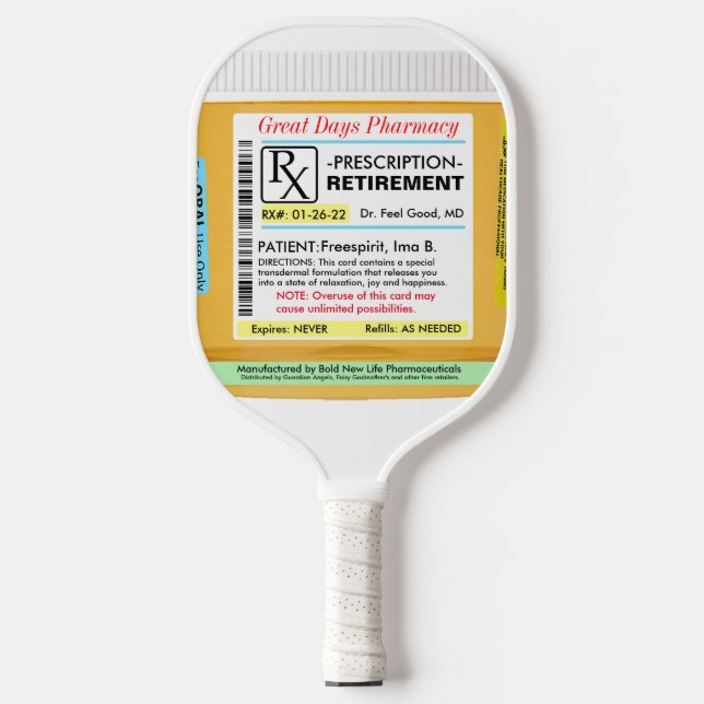 Funny Retirement RX Pickleball  Pickleball Paddle (Front)