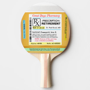 Funny Retirement RX Pickleball  Ping Pong Paddle