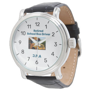 Funny Retirement School Bus Driver Initials Watch