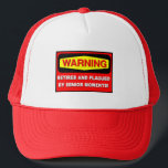 Funny retirement trucker hat<br><div class="desc">Warning! Retired and palgued by senior moments! Funny retirement t-shirts and gifts for retirees. Humourous retirement gifts for retirement parties, mom, dad, grandma and grandpa.</div>