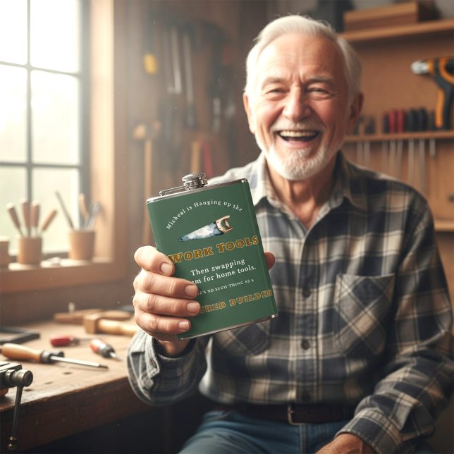Funny Retirement Work Tools Saw Design Green Hip Flask (Creator Uploaded)