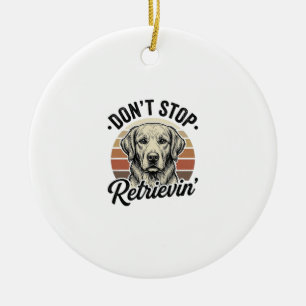 Funny Retriever Dog Vintage Engraving Graphic Tee_ Ceramic Ornament