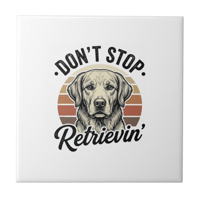Funny Retriever Dog Vintage Engraving Graphic Tee_ Tile (Front)