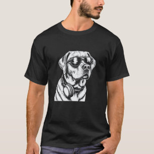 Funny Retriever Sunglasses & Music Headphones, Gan T-Shirt