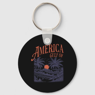 Funny Retro 2025 Grunge Design, Gulf Of Usa Americ Keychain