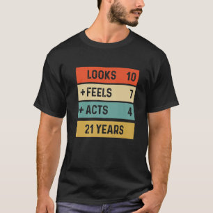 Funny Retro 21St Birthday 21 Years Old Born In 200 T-Shirt