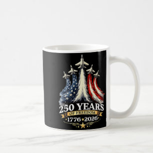 Funny Retro 250 Years Jet Fighter 2026 Flag Coffee Mug