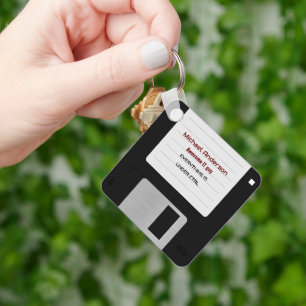 Funny Retro 80s Computer Floppy Disc Keychain