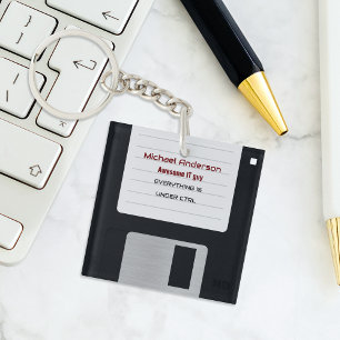 Funny Retro 80s Computer Floppy Disk Keychain