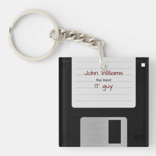 Funny Retro 80s Floppy Disk Computer Keychain