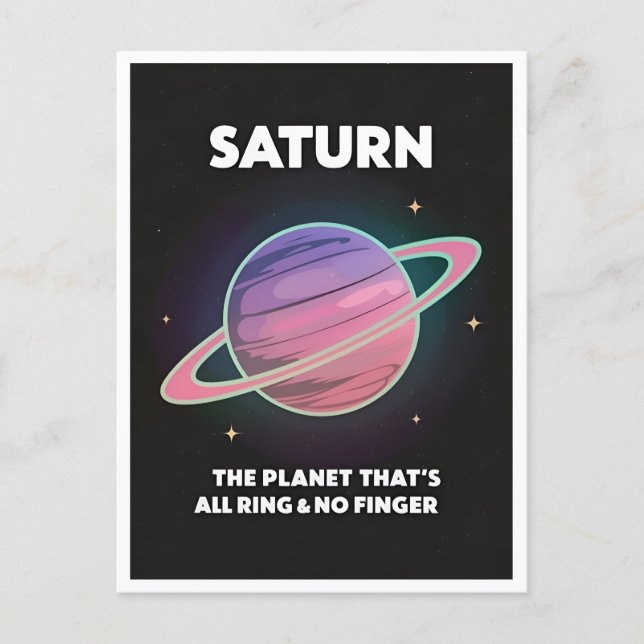Funny Retro 80s LoFi Vaporwave Planet Saturn Postcard (Front)