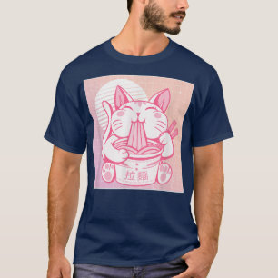 Funny Retro 90s Asian Kawaii Ramen Cat  Kitty Nood T-Shirt