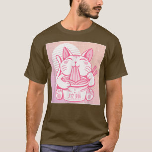 Funny Retro 90s Asian Kawaii Ramen Cat  Kitty Nood T-Shirt