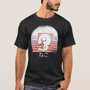 Funny Retro 90's Japanese Neko Cat T-Shirt