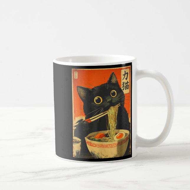 Funny Retro Anime Cat Ramen Japanese Cat Graphic A Coffee Mug (Right)