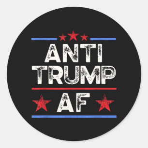 Funny Retro Anti-trump Af, Anti Fascism, Pro Human Classic Round Sticker