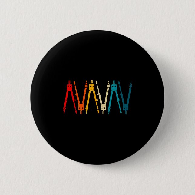 Funny Retro Architect Comp Rainbow Design  2 Inch Round Button (Front)