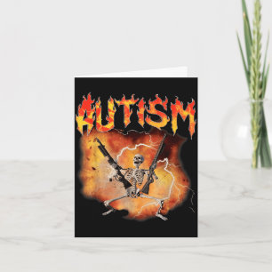 Funny retro autistic and gay skeleton autism card
