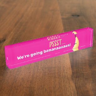 Funny Retro Banana Party Favours Puns Editable Nameplate