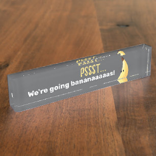 Funny Retro Banana Party Favours Puns Editable Nameplate
