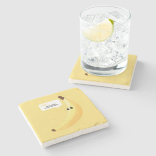 Funny Retro Banana Party Favours Puns Editable Stone Coaster